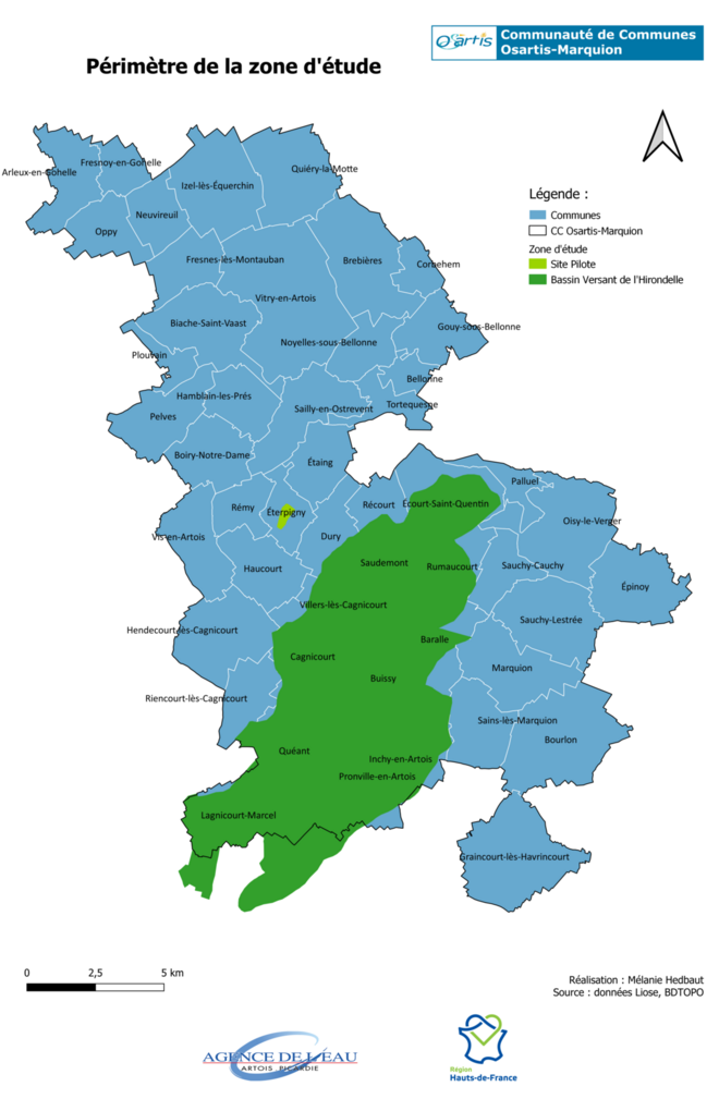 Carte de la zone d'étude d'érosion